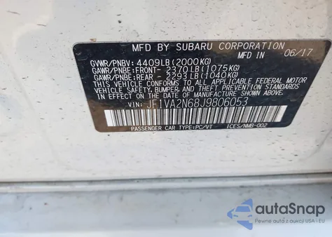 2018 Subaru Wrx Sti z USA, uszkodzony, nr VIN JF1VA2N68J9806053